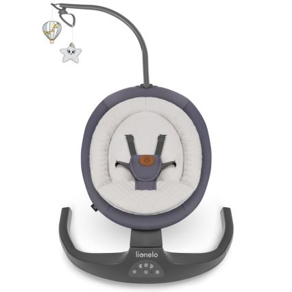 Lionelo - RALF bērnu šūpuļkrēsls ar melodiju 4xAA Grey Graphite + ar tālvadības pulti