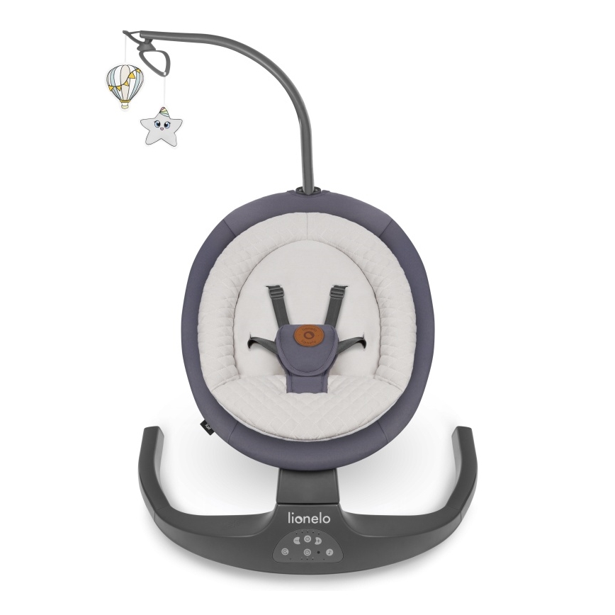 Lionelo - RALF bērnu šūpuļkrēsls ar melodiju 4xAA Grey Graphite + ar tālvadības pulti