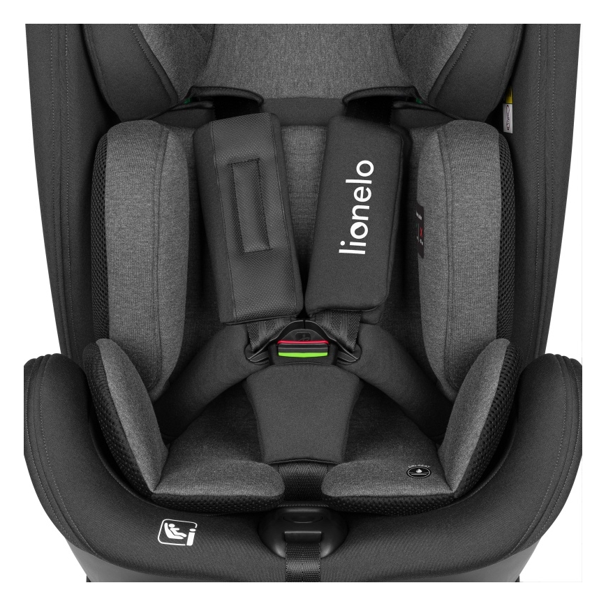 Lionelo - Rotējošs automašīnas sēdeklis ar bāzi HARPER i-Size 76–150 cm Black Carbon