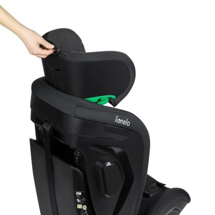 Lionelo - Rotējošs automašīnas sēdeklis ar bāzi HARPER i-Size 76–150 cm Black Carbon