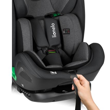 Lionelo - Rotējošs automašīnas sēdeklis ar bāzi HARPER i-Size 76–150 cm Black Carbon