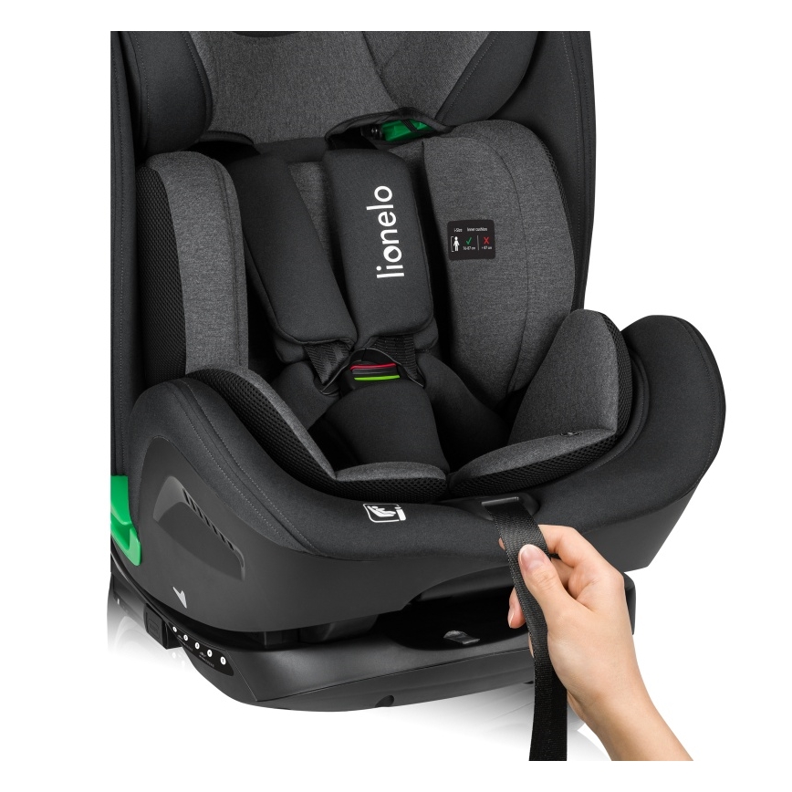 Lionelo - Rotējošs automašīnas sēdeklis ar bāzi HARPER i-Size 76–150 cm Black Carbon