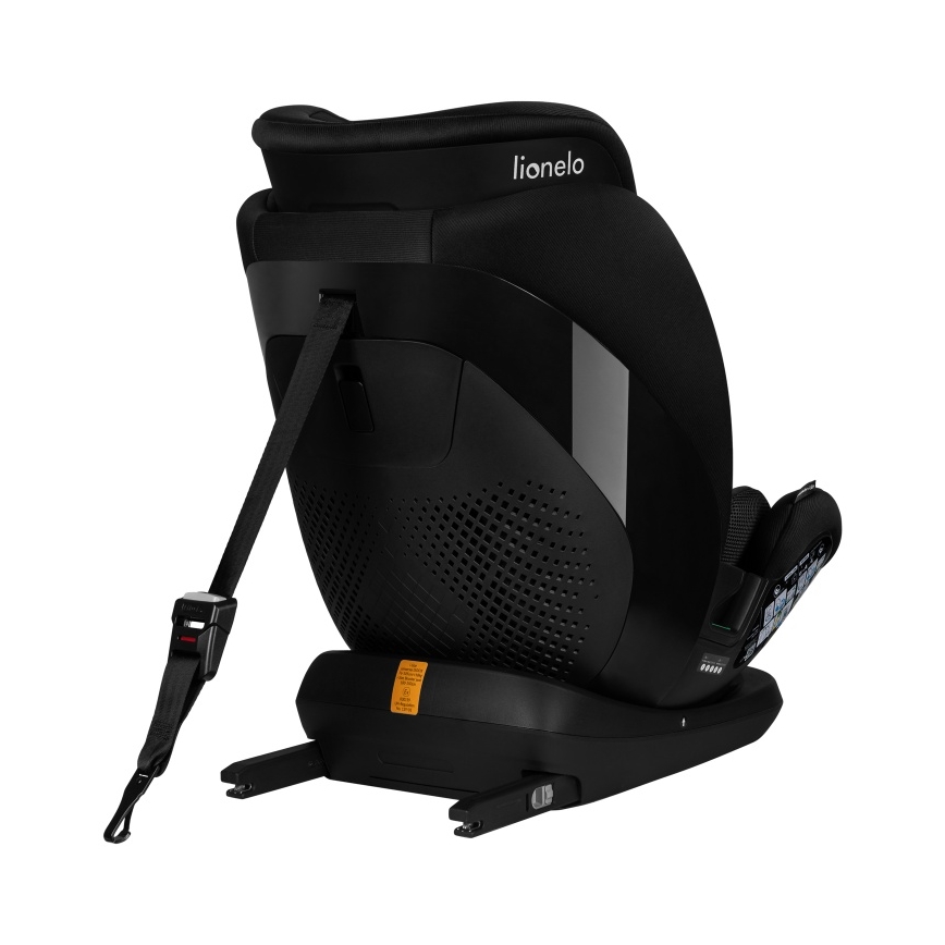 Lionelo - Rotējošs bērnu automašīnas sēdeklis ar bāzi LAVENDER i-Size 76-150 cm Black Carbon