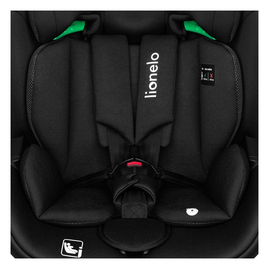 Lionelo - Rotējošs bērnu automašīnas sēdeklis ar bāzi LAVENDER i-Size 76-150 cm Black Carbon