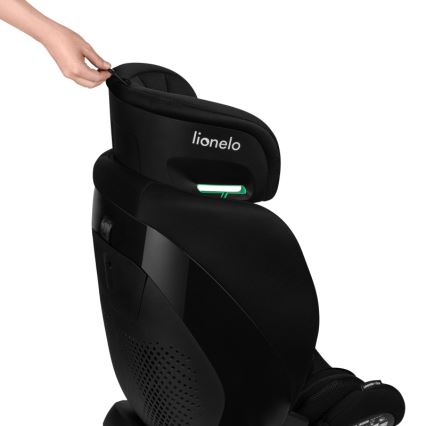 Lionelo - Rotējošs bērnu automašīnas sēdeklis ar bāzi LAVENDER i-Size 76-150 cm Black Carbon
