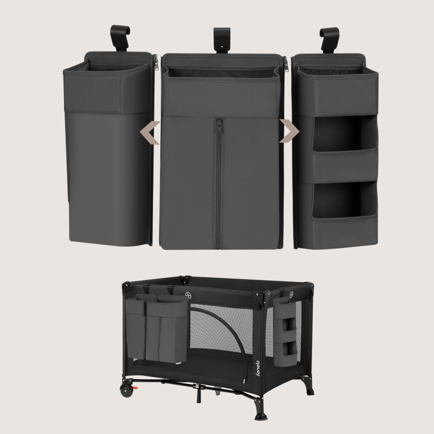 Lionelo - SIDEPOCKET organizators gultiņai 3 vienā, pelēks