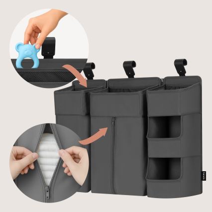 Lionelo - SIDEPOCKET organizators gultiņai 3 vienā, pelēks