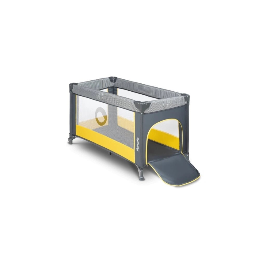 Lionelo - STEFI ceļojumu gultiņa, pelēka/dzeltena