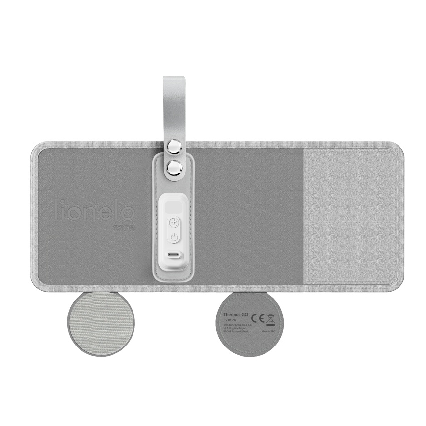 Lionelo - Uzlādējamais pudelīšu sildītājs THERMUP GO 18W/5V Pelēks/Sudraba