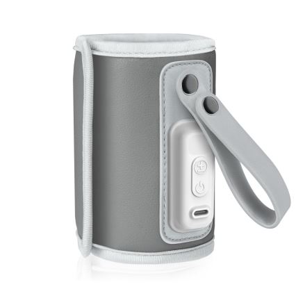 Lionelo - Uzlādējamais pudelīšu sildītājs THERMUP GO 18W/5V Pelēks/Sudraba