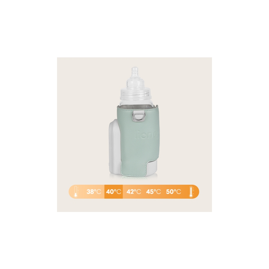 Lionelo - Uzlādējamais pudelīšu sildītājs THERMUP GO EVO 18W/5V zaļa/balta