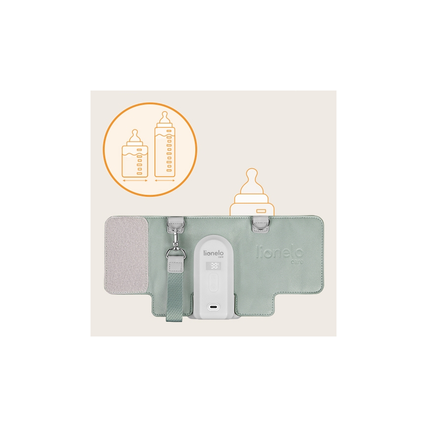 Lionelo - Uzlādējamais pudelīšu sildītājs THERMUP GO EVO 18W/5V zaļa/balta