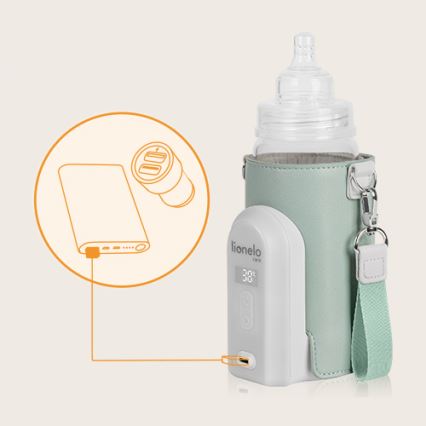 Lionelo - Uzlādējamais pudelīšu sildītājs THERMUP GO EVO 18W/5V zaļa/balta