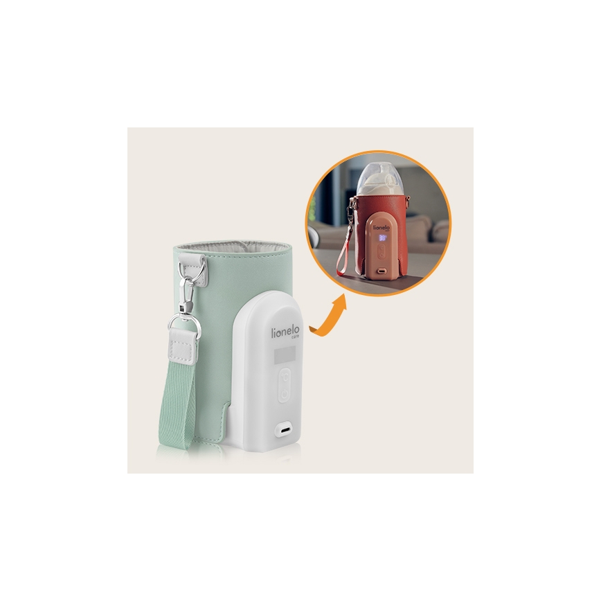 Lionelo - Uzlādējamais pudelīšu sildītājs THERMUP GO EVO 18W/5V zaļa/balta