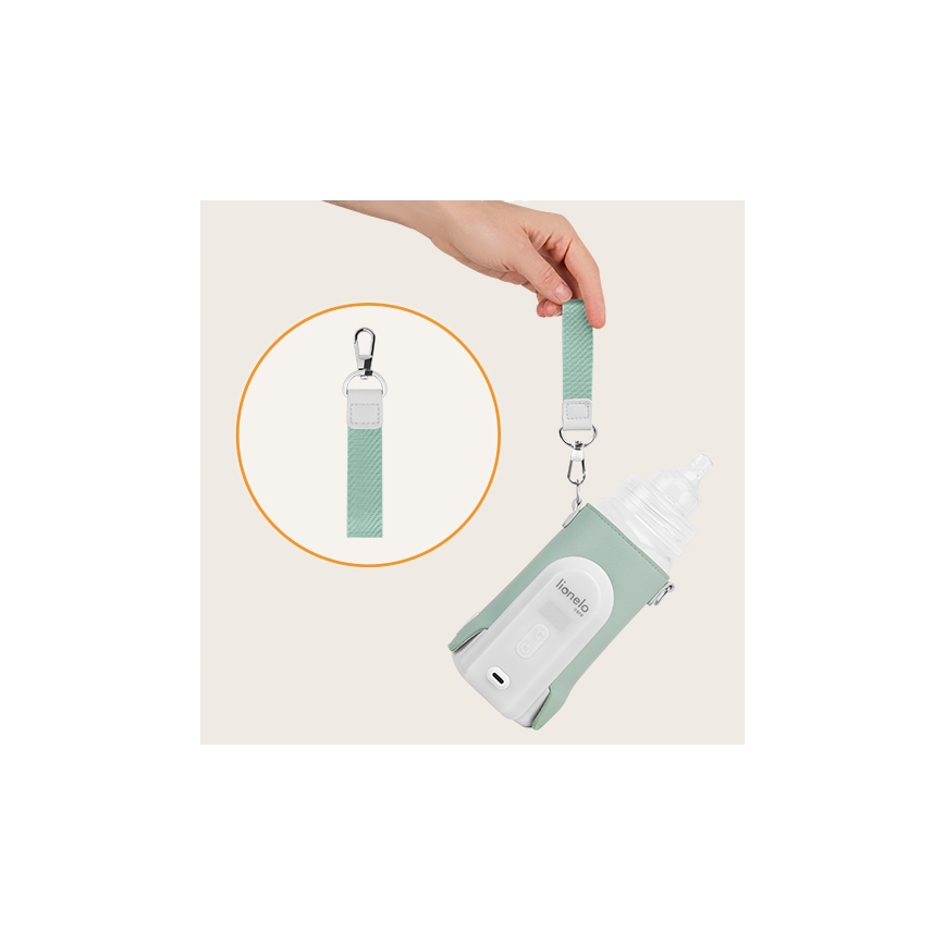 Lionelo - Uzlādējamais pudelīšu sildītājs THERMUP GO EVO 18W/5V zaļa/balta