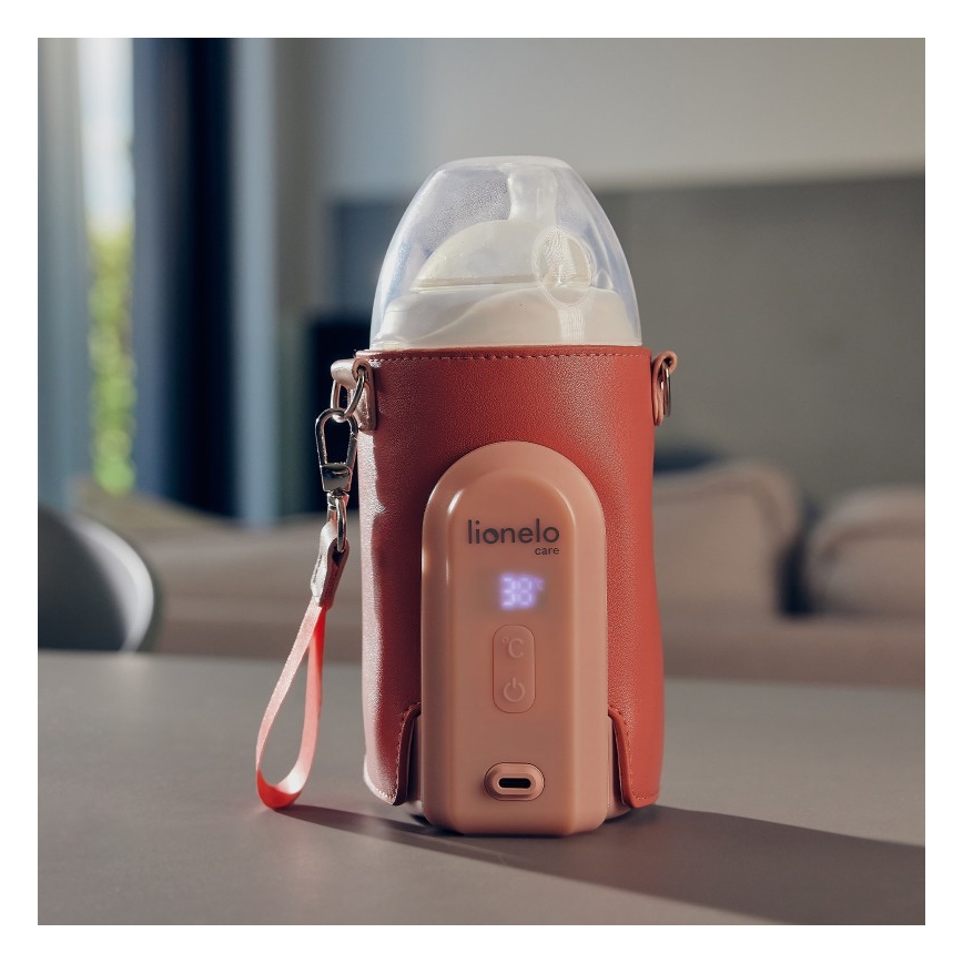 Lionelo - Uzlādējamais pudeļu sildītājs THERMUP GO EVO 18W/5V rozā