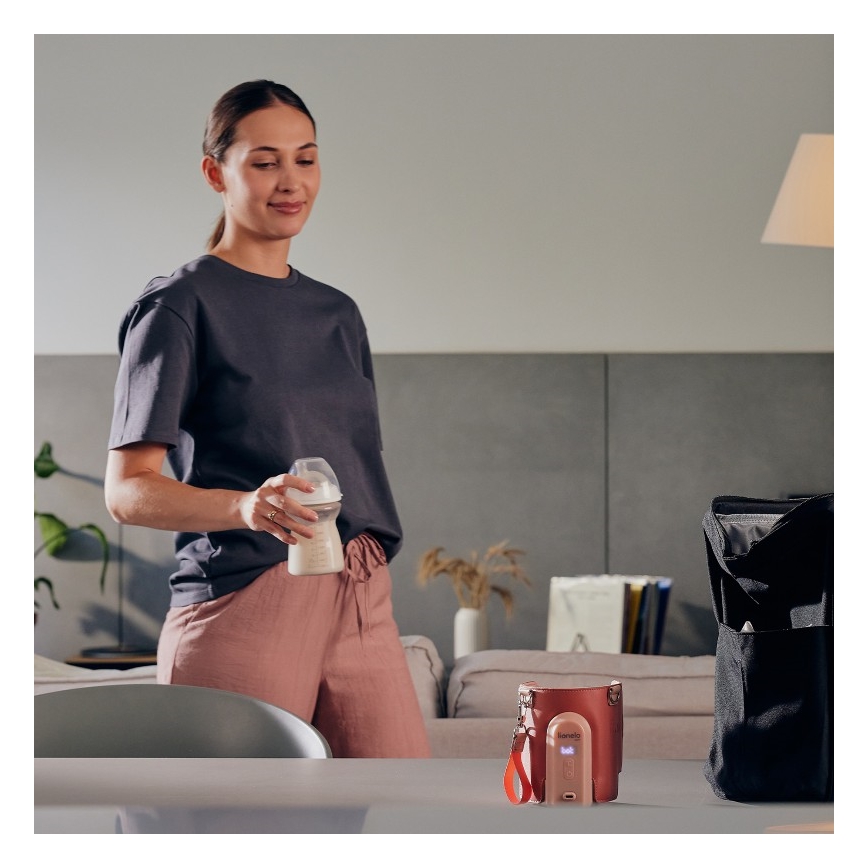 Lionelo - Uzlādējamais pudeļu sildītājs THERMUP GO EVO 18W/5V rozā