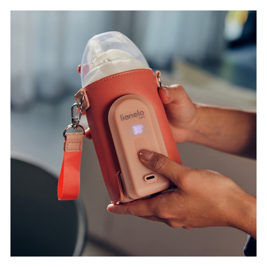 Lionelo - Uzlādējamais pudeļu sildītājs THERMUP GO EVO 18W/5V rozā