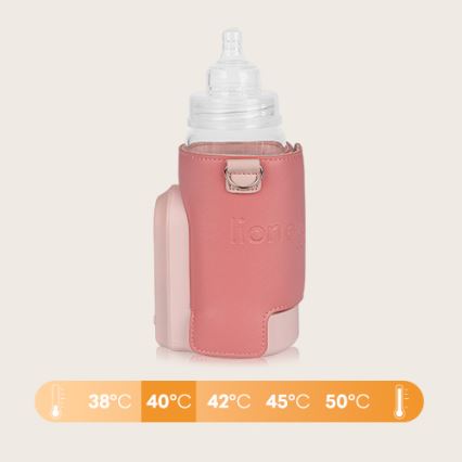 Lionelo - Uzlādējamais pudeļu sildītājs THERMUP GO EVO 18W/5V rozā