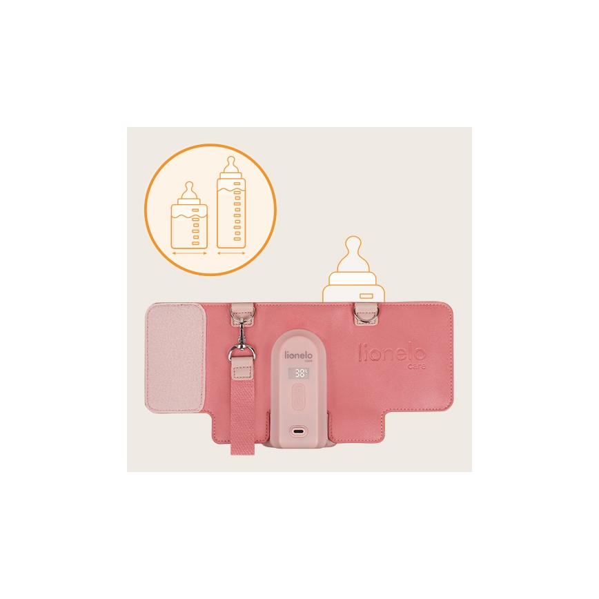 Lionelo - Uzlādējamais pudeļu sildītājs THERMUP GO EVO 18W/5V rozā