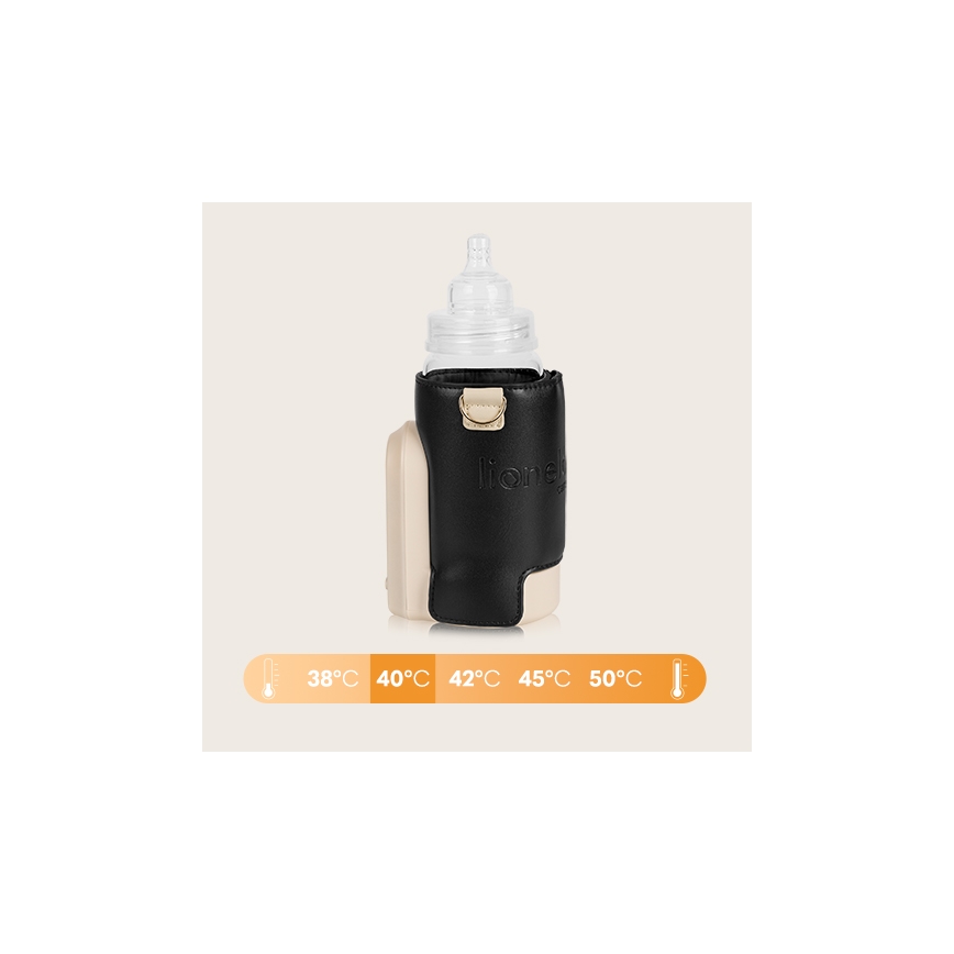 Lionelo - Uzlādējams pudelīšu sildītājs THERMUP GO EVO 18W/5V melna/bēša
