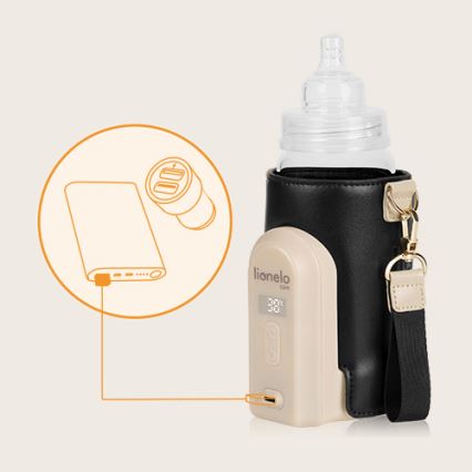 Lionelo - Uzlādējams pudelīšu sildītājs THERMUP GO EVO 18W/5V melna/bēša