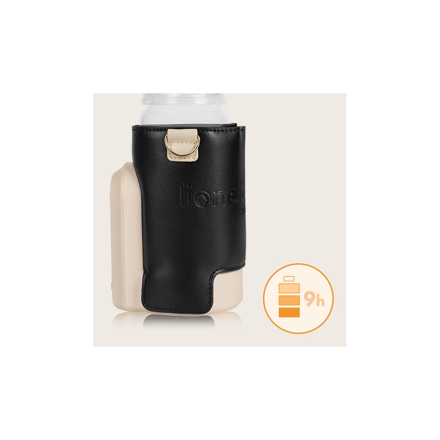Lionelo - Uzlādējams pudelīšu sildītājs THERMUP GO EVO 18W/5V melna/bēša