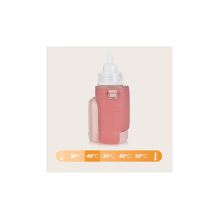 Lionelo - Uzlādējams pudelīšu sildītājs THERMUP GO EVO 18W/5V rozā