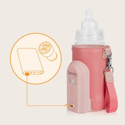 Lionelo - Uzlādējams pudelīšu sildītājs THERMUP GO EVO 18W/5V rozā
