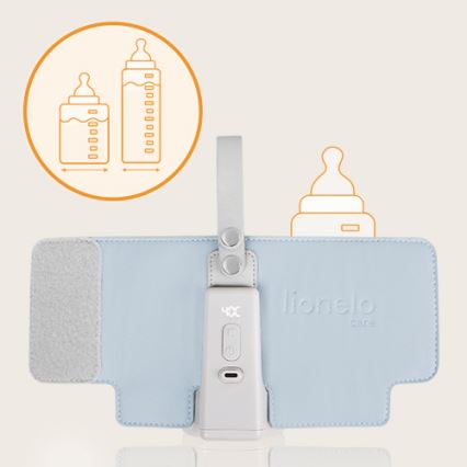 Lionelo - Uzlādējams pudelīšu sildītājs THERMUP GO PLUS 10W/5V zila/pelēka