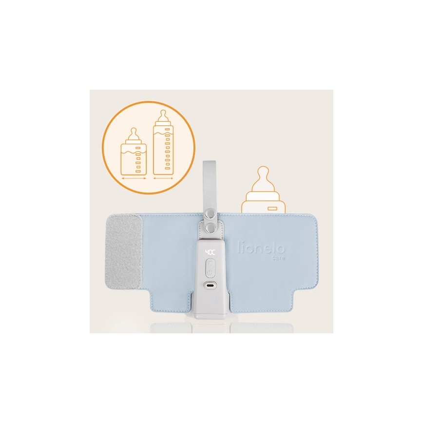 Lionelo - Uzlādējams pudelīšu sildītājs THERMUP GO PLUS 10W/5V zila/pelēka