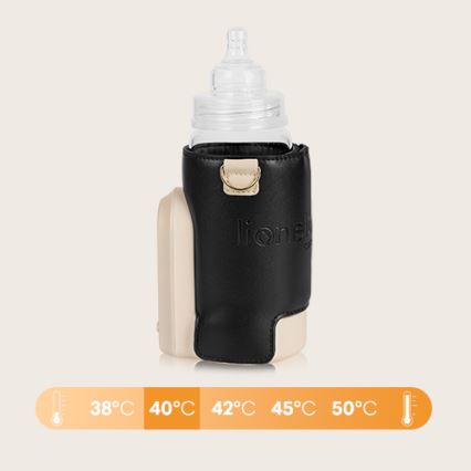 Lionelo - Uzlādējams pudeļu sildītājs THERMUP GO EVO 18W/5V melns/bēšs