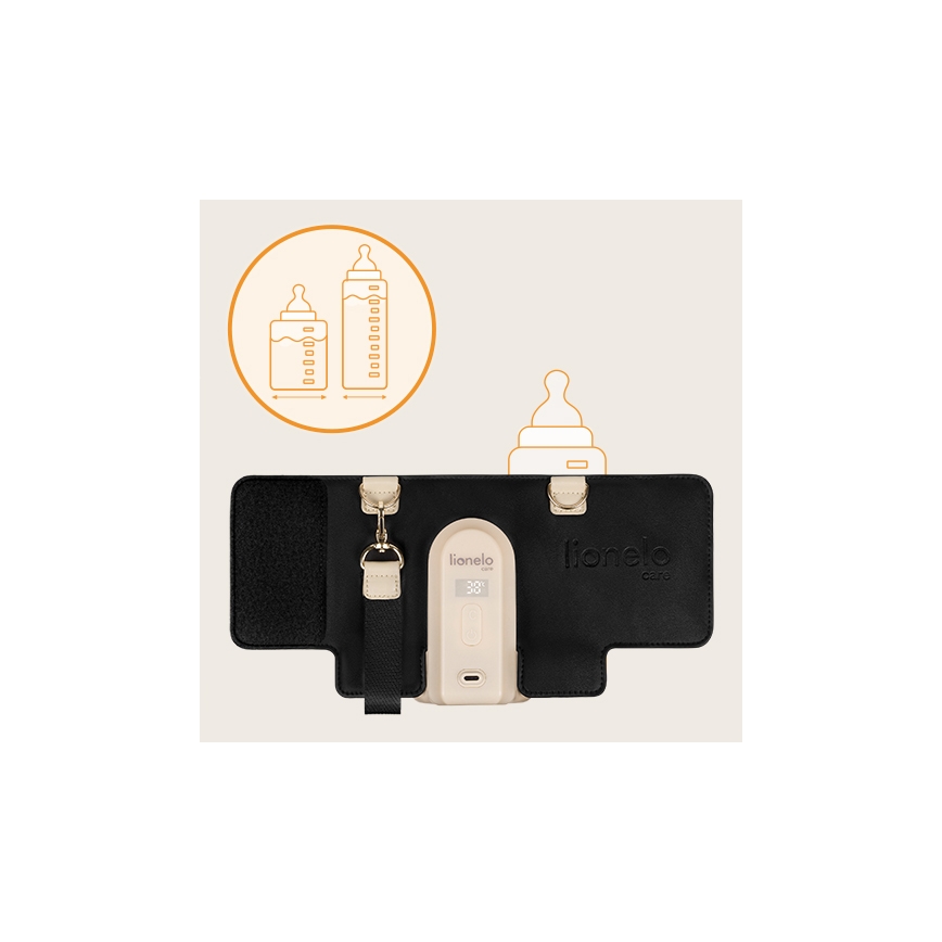 Lionelo - Uzlādējams pudeļu sildītājs THERMUP GO EVO 18W/5V melns/bēšs