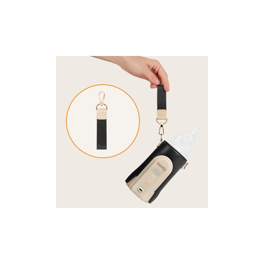 Lionelo - Uzlādējams pudeļu sildītājs THERMUP GO EVO 18W/5V melns/bēšs