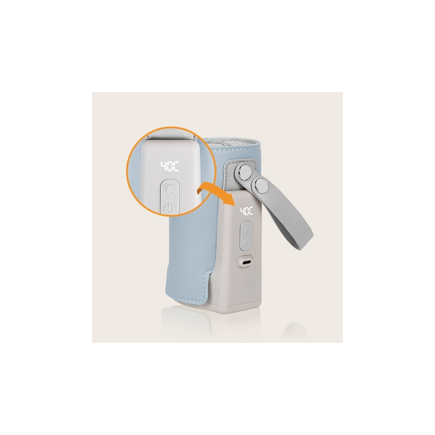 Lionelo - Uzlādējams pudeļu sildītājs THERMUP GO PLUS 10W/5V zils/pelēks