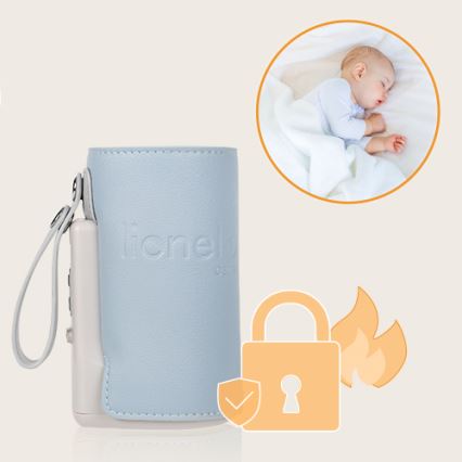 Lionelo - Uzlādējams pudeļu sildītājs THERMUP GO PLUS 10W/5V zils/pelēks