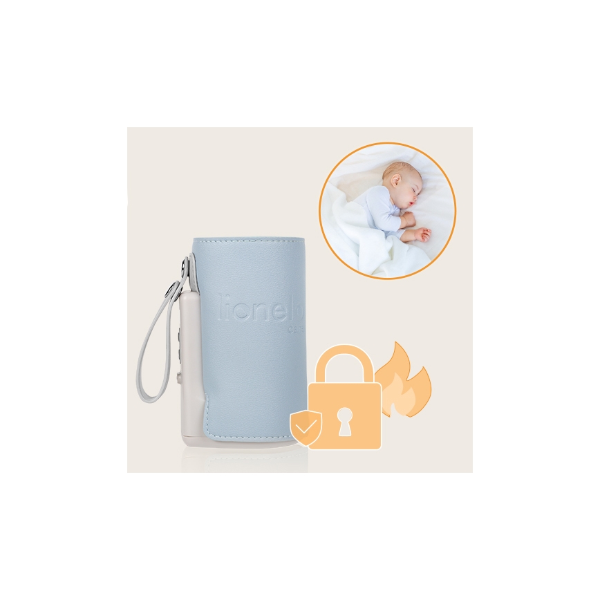 Lionelo - Uzlādējams pudeļu sildītājs THERMUP GO PLUS 10W/5V zils/pelēks