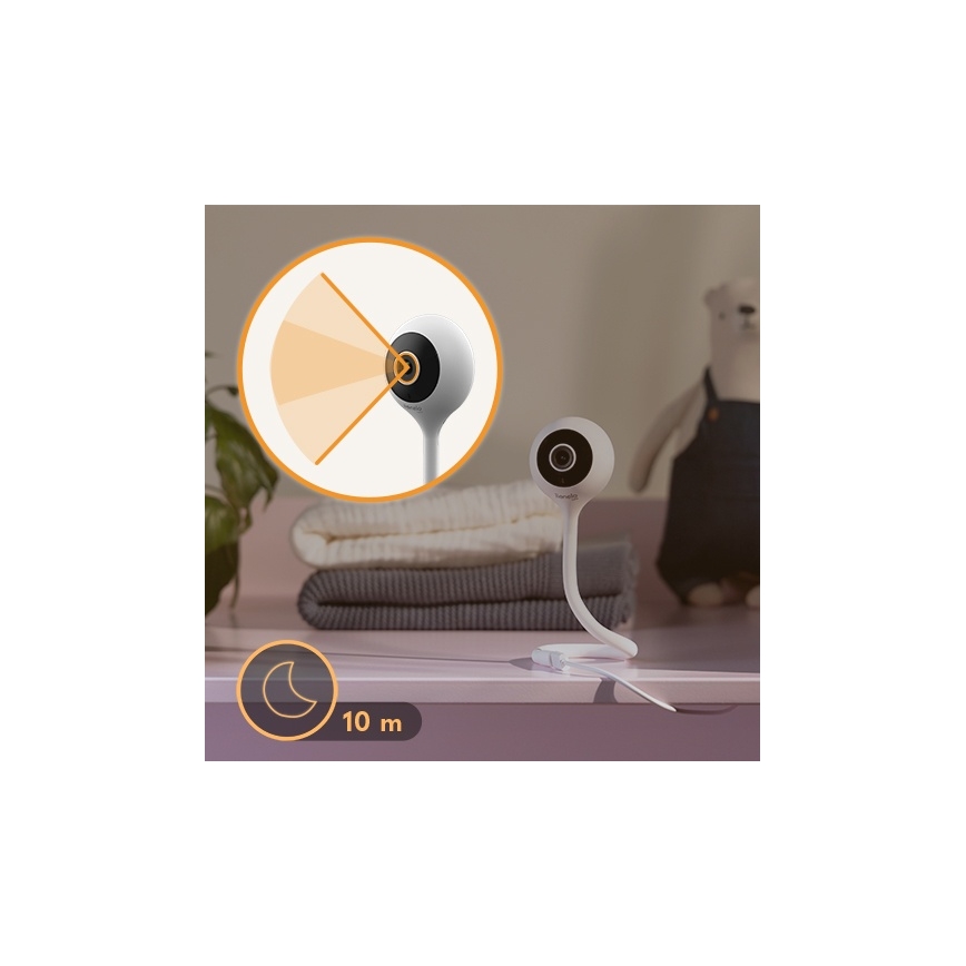 Lionelo - Viedais bērnu monitors BABYLINE SMART Wi-Fi balts