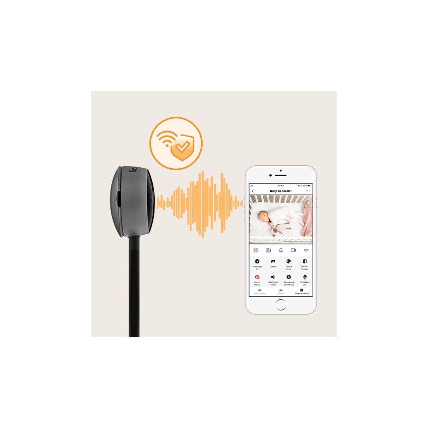 Lionelo - Viedais bērnu monitors BABYLINE SMART Wi-Fi, melns