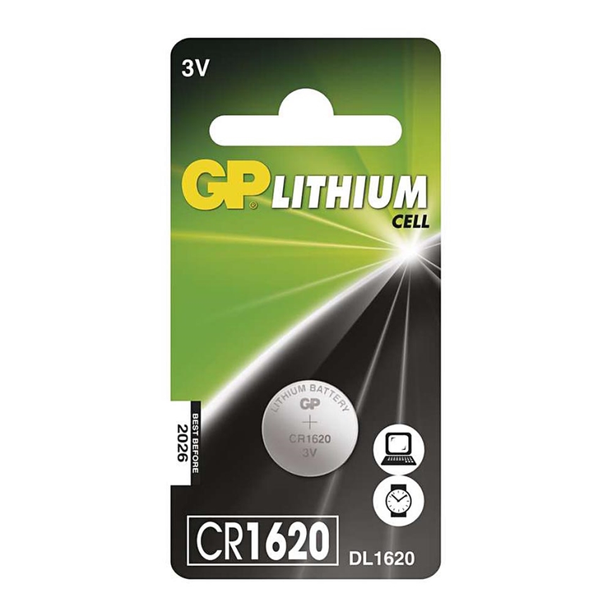 Litija pogas tipa baterija CR1620 GP LITHIUM 3V/75 mAh