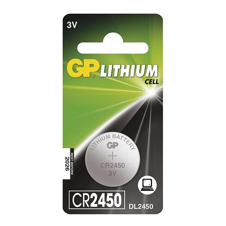 Litija pogas tipa baterija CR2450 GP LITHIUM 3V/600 mAh