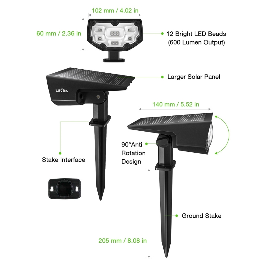 Litom - KOMPLEKTS 2x LED Aptumšojama saules enerģijas lampa 2in1 LED/3,7V IP68