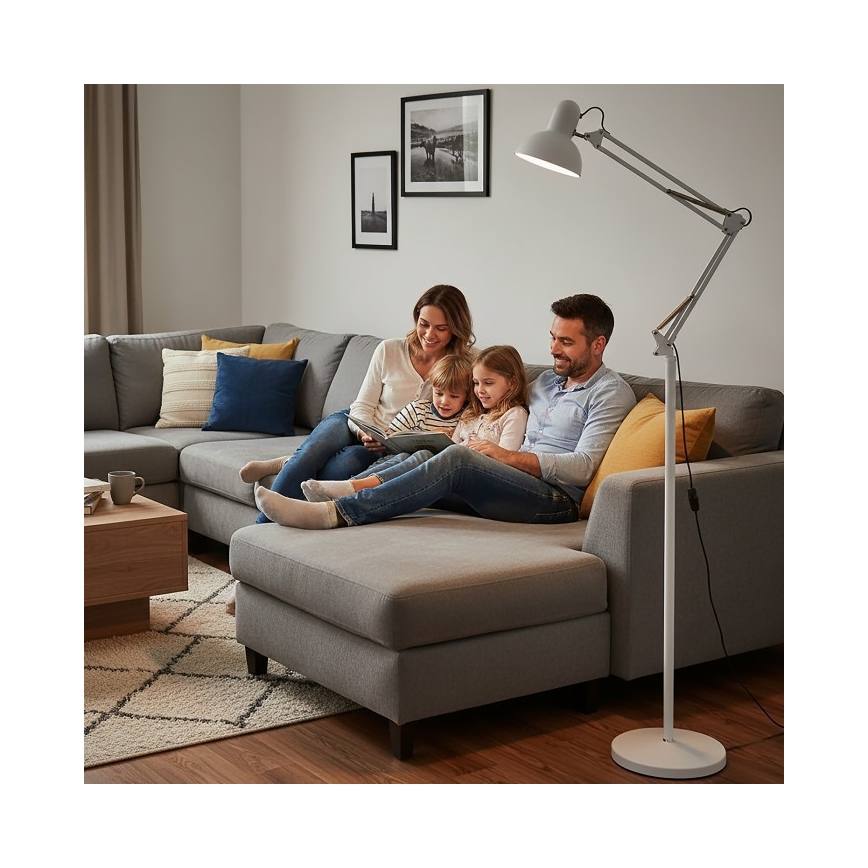 Locāma stāvlampa AURIQ 1xE27/60W/230V 184 cm balta