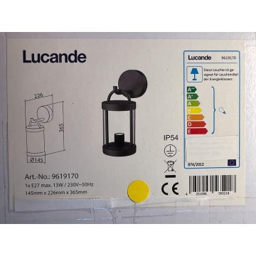 Lucande - Āra sienas lampa CASSIAN 1xE27/60W/230V IP54