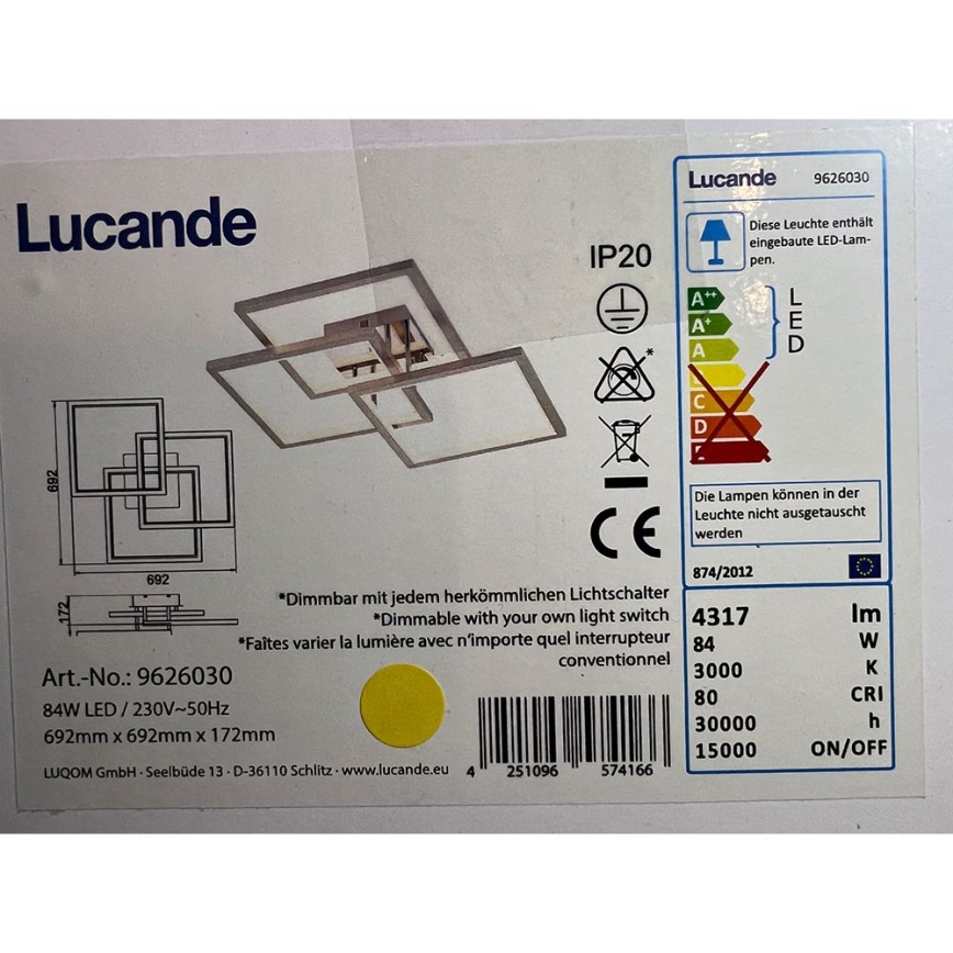 Lucande - LED Aptumšojama griestu lampa AVILARA LED/84W/230V