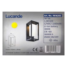 Lucande - LED Saules enerģijas lampa ar sensoru ELIEL LED/2,2W/3,7V IP54