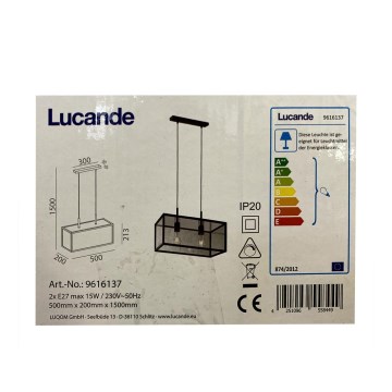 Lucande - Lustra ar auklu BEYZA 2xE27/15W/230