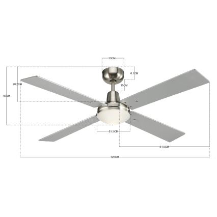 Lucci Air 210334 - Griestu ventilators AIRFUSION QUEST 1xE27/60W/230V koks/matēts hroms + tālvadības pults