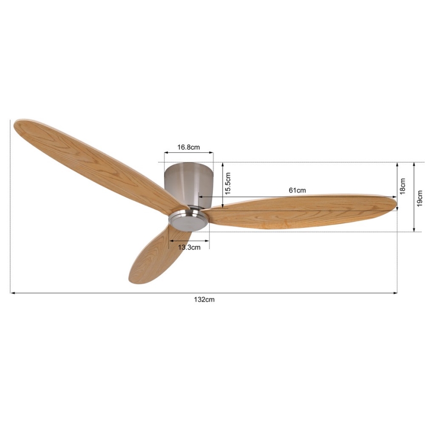 Lucci air 210519 - Griestu ventilators AIRFUSION RADAR spīdīgi hromēts/koks + tālvadības pults