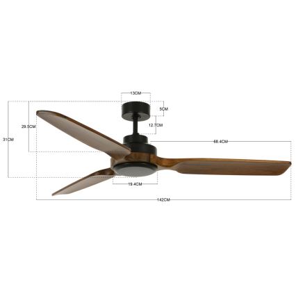 Lucci air 213051 - Griestu ventilators SHOALHAVEN melns/brūns diametrs 142 cm